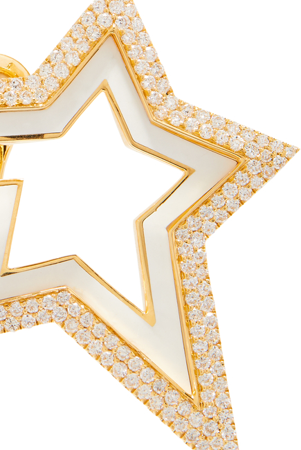 Full Diamond Star Earrings, 18K Yellow Gold & Diamonds